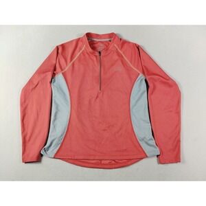 L.L. Bean Shirt Womens Medium Pink Gray 1/4 Zip Cycling Running Long Sleeve